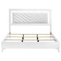 Cassia Eastern King LED Panel Bed White High Gloss