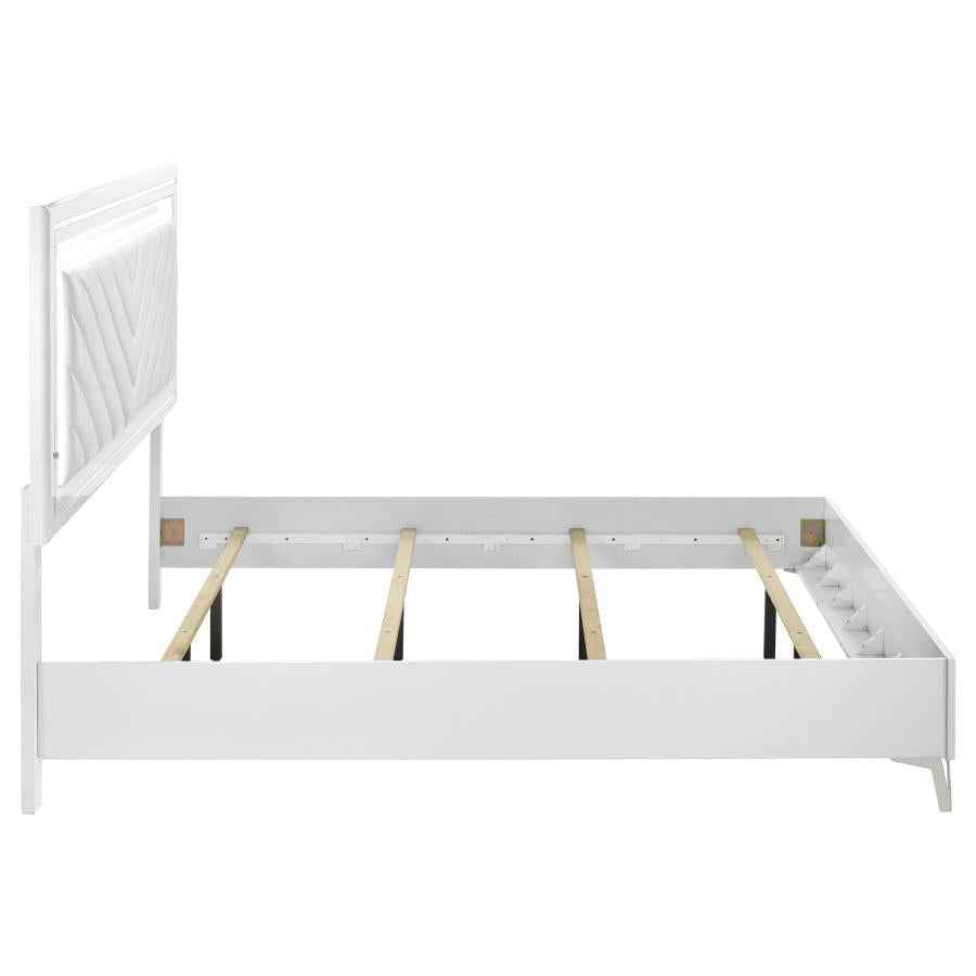 Cassia Eastern King LED Panel Bed White High Gloss