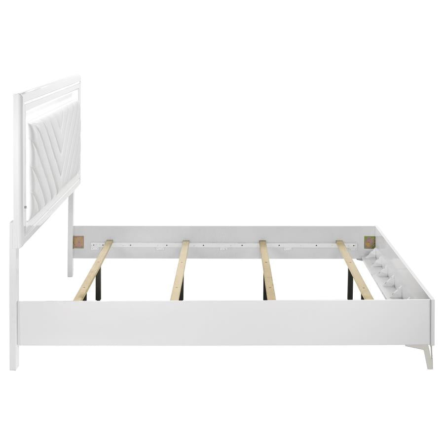 Home & Sleep Outlet - Cassia Eastern King LED Panel Bed White High Gloss
