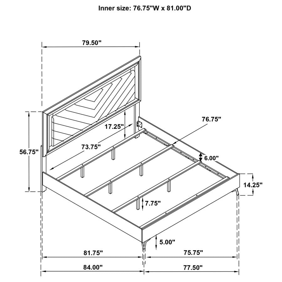 Home & Sleep Outlet - Cassia Eastern King LED Panel Bed White High Gloss