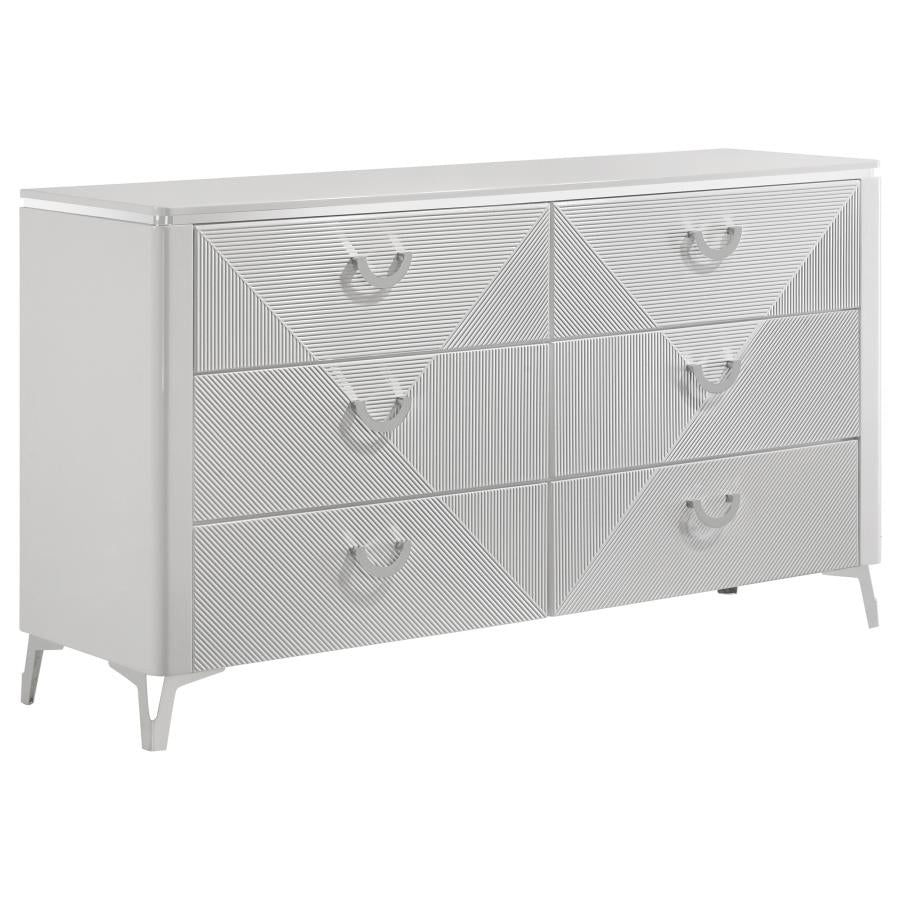 Cassia 5-piece Queen LED Bedroom Set White High Gloss