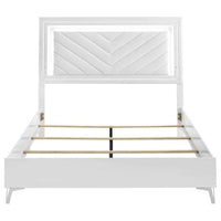 Cassia Queen LED Panel Bed White High Gloss
