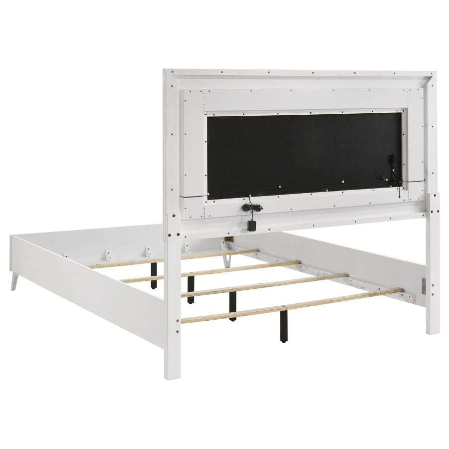 Home & Sleep Outlet - Cassia Queen LED Panel Bed White High Gloss