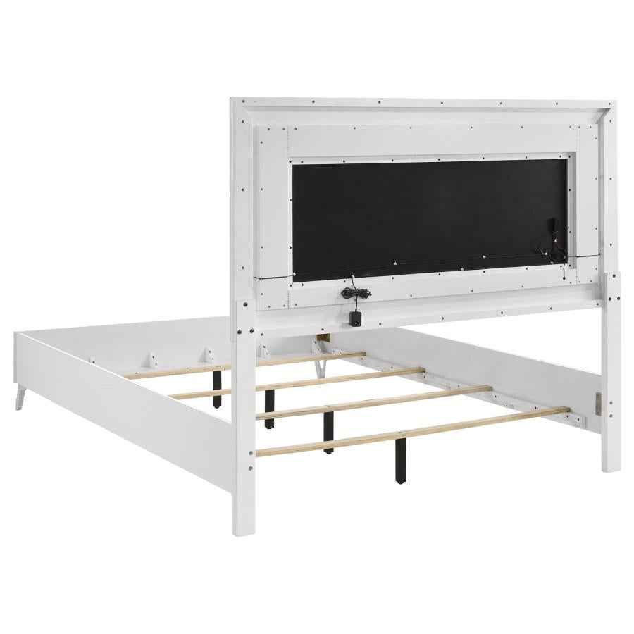 Cassia Queen LED Panel Bed White High Gloss