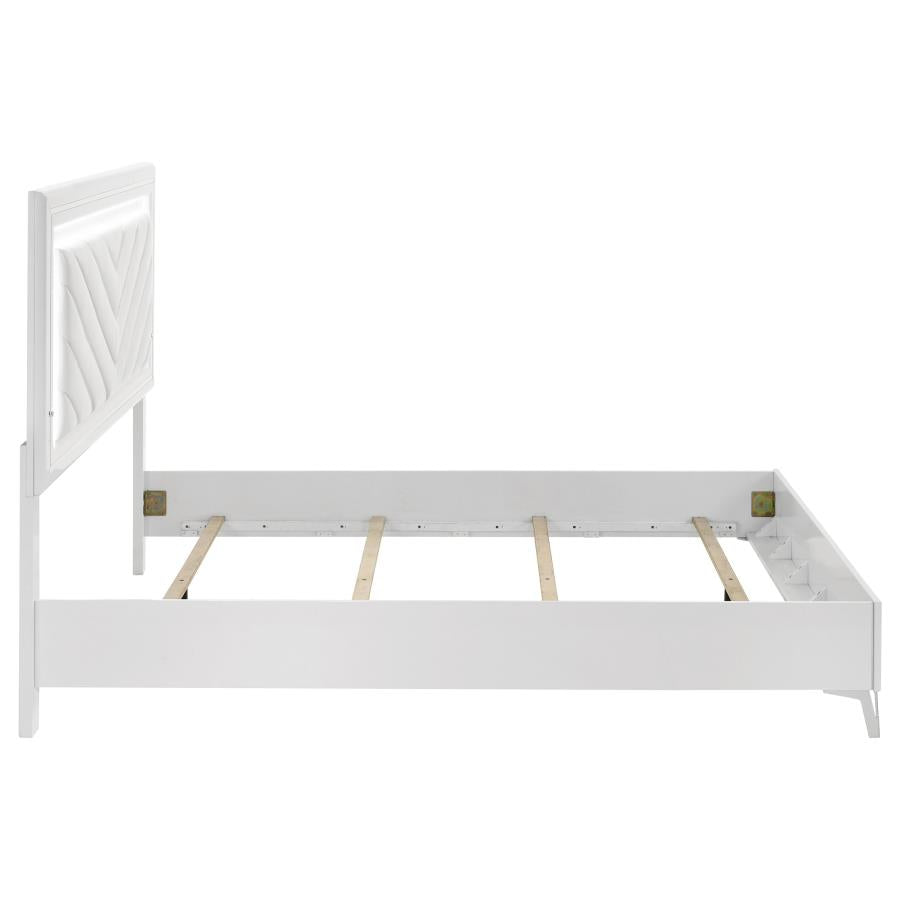 Home & Sleep Outlet - Cassia Queen LED Panel Bed White High Gloss