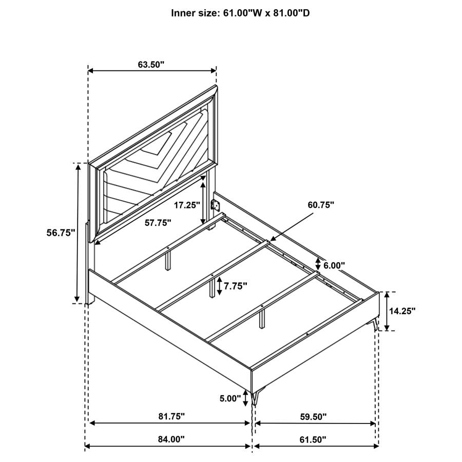 Home & Sleep Outlet - Cassia Queen LED Panel Bed White High Gloss