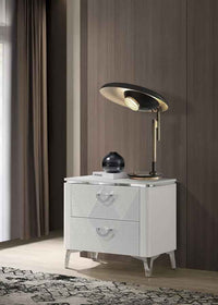 Cassia 2-drawer Nightstand Bedside Table White High Gloss