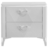 Cassia 2-drawer Nightstand Bedside Table White High Gloss