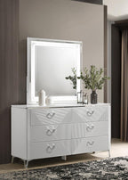 Home & Sleep Outlet - Cassia 6-drawer Dresser Cabinet with Mirror White High Gloss