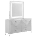 Cassia 6-drawer Dresser Cabinet with Mirror White High Gloss