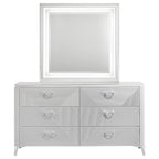 Home & Sleep Outlet - Cassia 6-drawer Dresser Cabinet with Mirror White High Gloss
