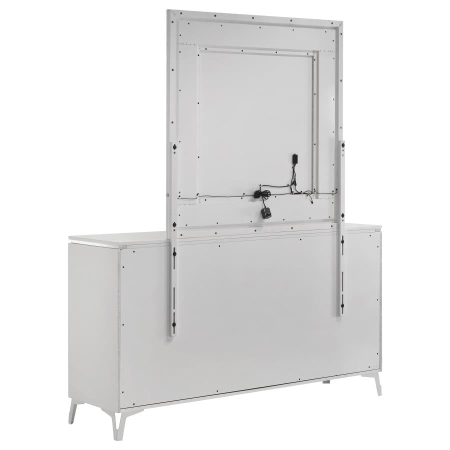 Home & Sleep Outlet - Cassia 6-drawer Dresser Cabinet with Mirror White High Gloss