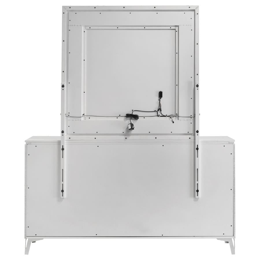 Home & Sleep Outlet - Cassia 6-drawer Dresser Cabinet with Mirror White High Gloss