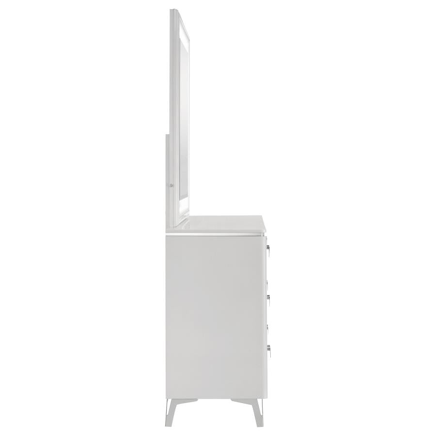 Home & Sleep Outlet - Cassia 6-drawer Dresser Cabinet with Mirror White High Gloss