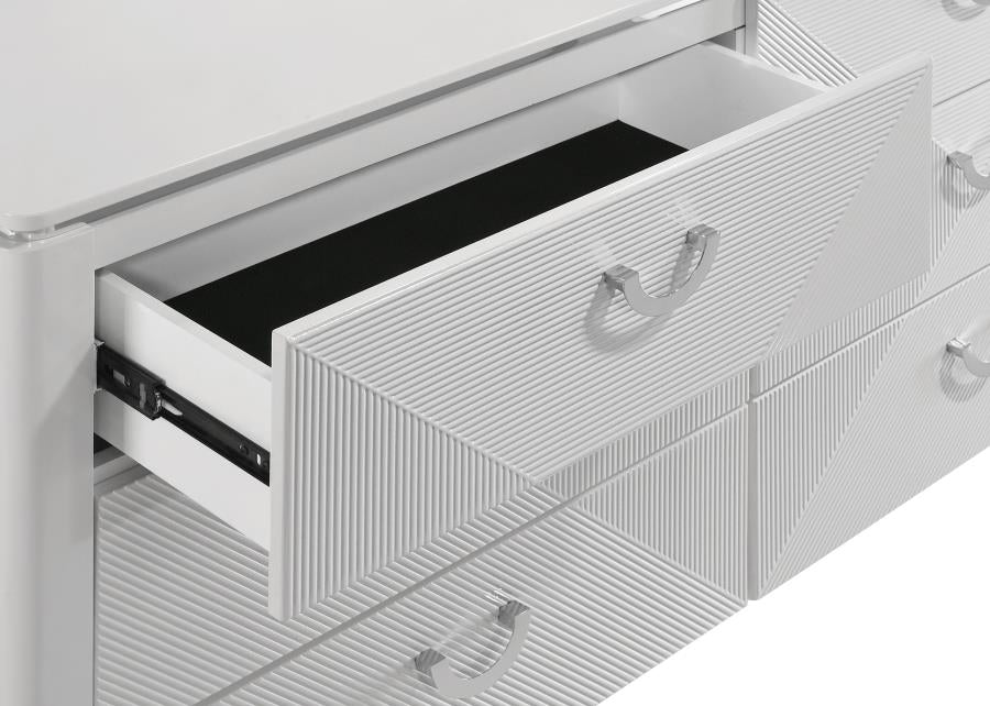 Home & Sleep Outlet - Cassia 6-drawer Dresser Cabinet with Mirror White High Gloss