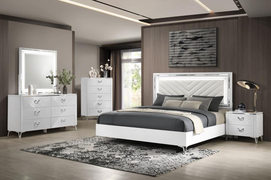 Home & Sleep Outlet - Cassia 6-drawer Dresser Cabinet with Mirror White High Gloss