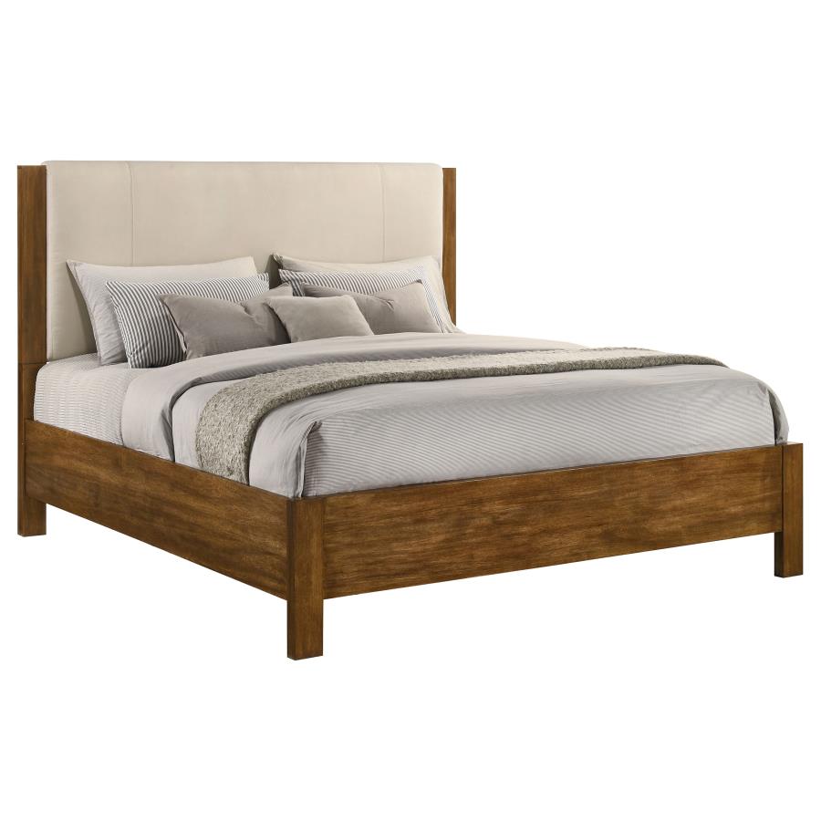 Home & Sleep Outlet - Adderley Eastern King Wood Panel Bed Cream and Warm Brown