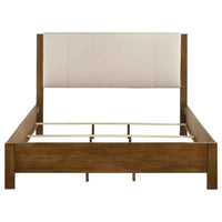 Adderley Eastern King Wood Panel Bed Cream and Warm Brown - Home & Sleep Outlet
