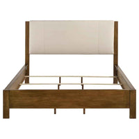 Adderley California King Wood Panel Bed Cream and Warm Brown - Home & Sleep Outlet