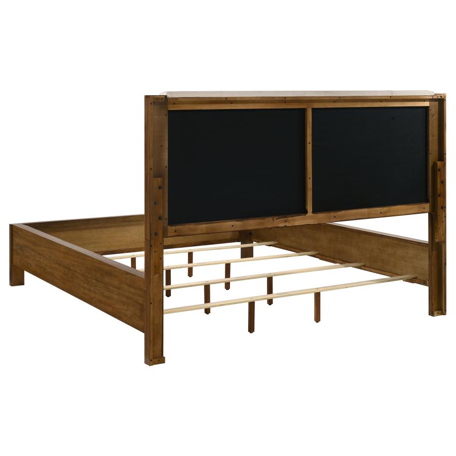 Home & Sleep Outlet - Adderley California King Wood Panel Bed Cream and Warm Brown