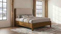 Adderley Queen Wood Panel Bed Cream and Warm Brown - Home & Sleep Outlet