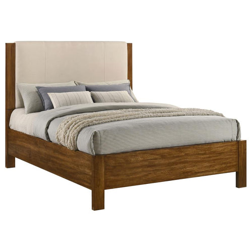 Home & Sleep Outlet - Adderley Queen Wood Panel Bed Cream and Warm Brown