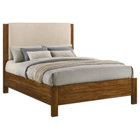 Adderley Queen Wood Panel Bed Cream and Warm Brown - Home & Sleep Outlet