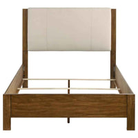 Adderley Queen Wood Panel Bed Cream and Warm Brown - Home & Sleep Outlet