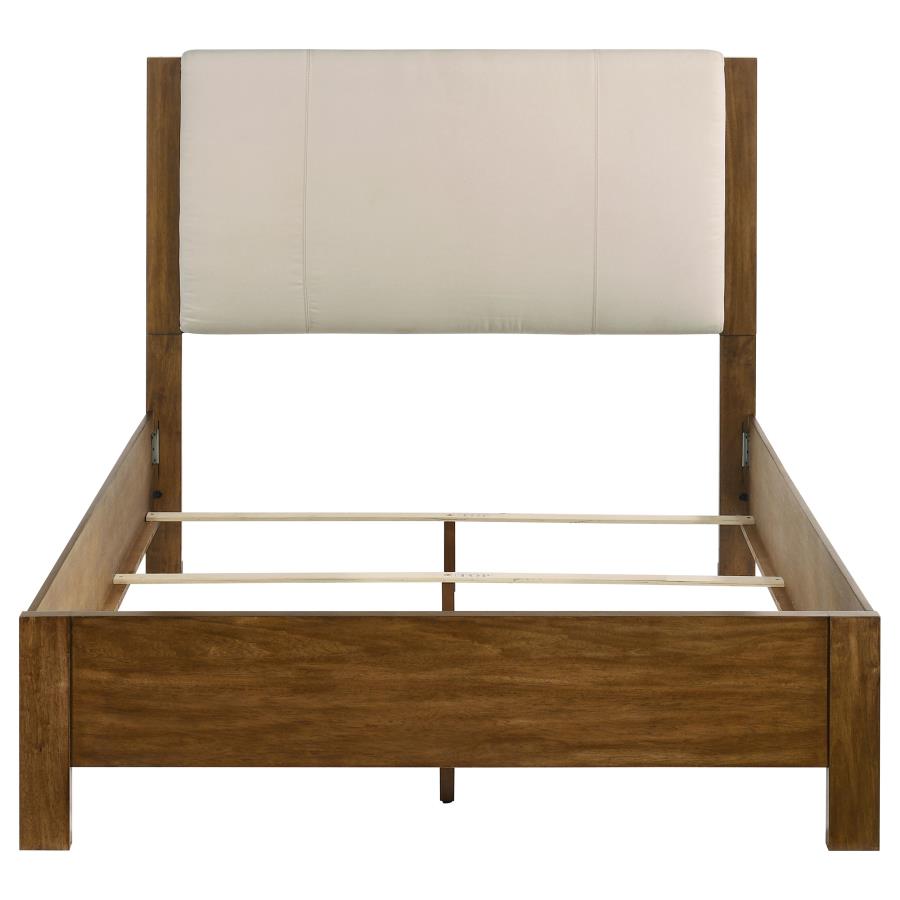 Home & Sleep Outlet - Adderley Queen Wood Panel Bed Cream and Warm Brown