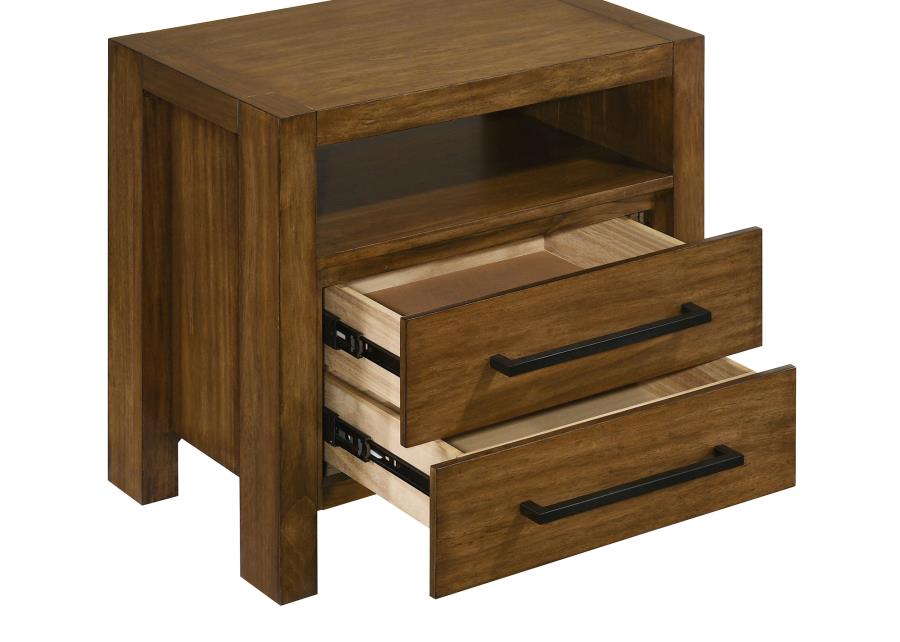 Home & Sleep Outlet - Adderley 2-drawer Nightstand Bedside Table Warm Brown