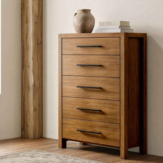 Adderley 5-drawer Bedroom Chest of Drawers Warm Brown