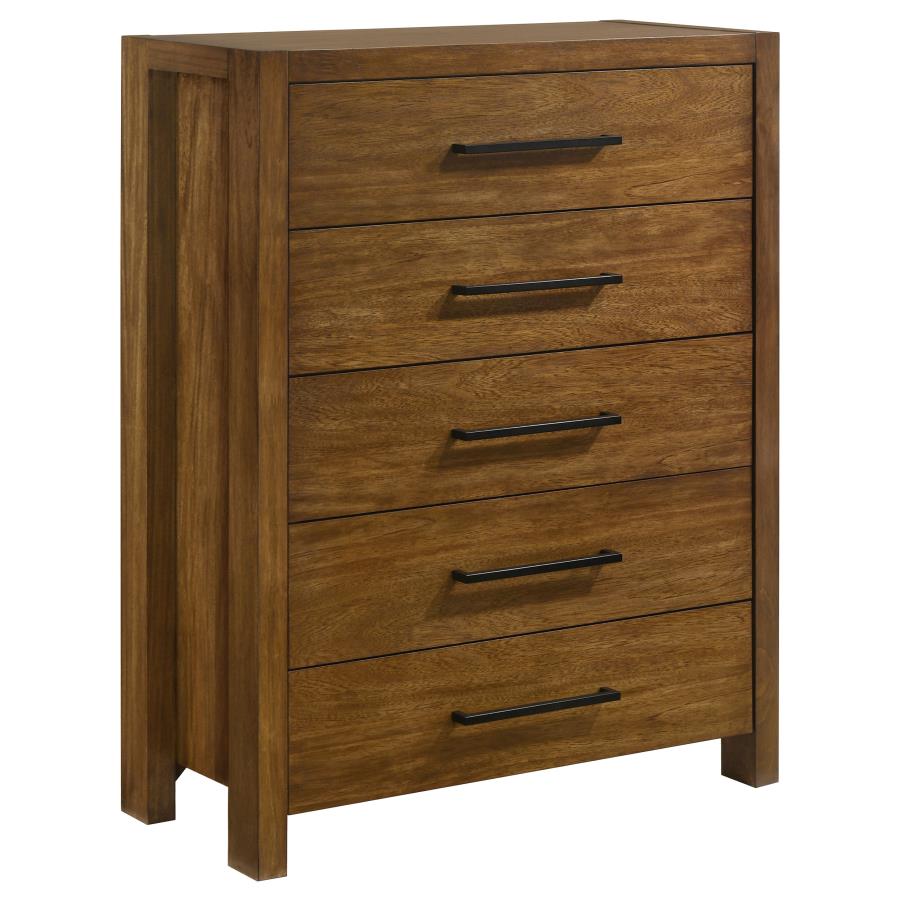 Home & Sleep Outlet - Adderley 5-drawer Bedroom Chest of Drawers Warm Brown