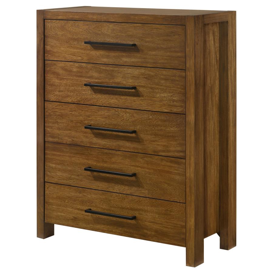 Home & Sleep Outlet - Adderley 5-drawer Bedroom Chest of Drawers Warm Brown