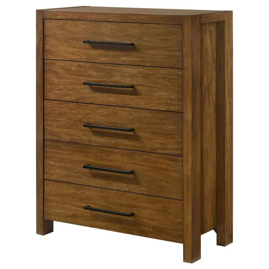 Adderley 5-drawer Bedroom Chest of Drawers Warm Brown - Home & Sleep Outlet