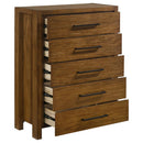 Adderley 5-drawer Bedroom Chest of Drawers Warm Brown - Home & Sleep Outlet