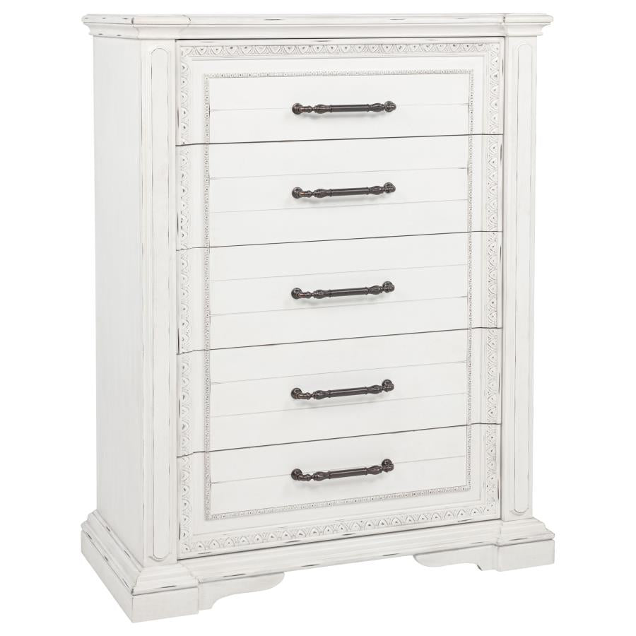 McKinney 5-piece California King Bedroom Set Vintage White - Home & Sleep Outlet