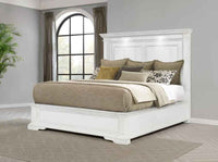 McKinney California King LED Light Panel Bed Vintage White - Home & Sleep Outlet