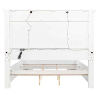 McKinney California King LED Light Panel Bed Vintage White - Home & Sleep Outlet