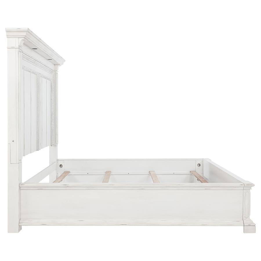McKinney California King LED Light Panel Bed Vintage White - Home & Sleep Outlet