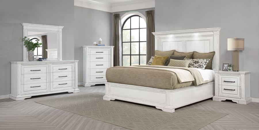 McKinney California King LED Light Panel Bed Vintage White