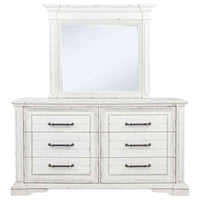 McKinney 6-drawer Bedroom Dresser with Mirror Vintage White - Home & Sleep Outlet