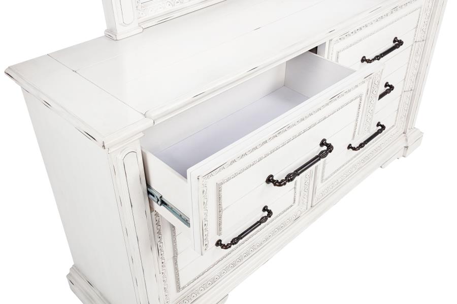 Home & Sleep Outlet - McKinney 6-drawer Bedroom Dresser with Mirror Vintage White