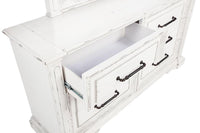 McKinney 6-drawer Bedroom Dresser with Mirror Vintage White - Home & Sleep Outlet