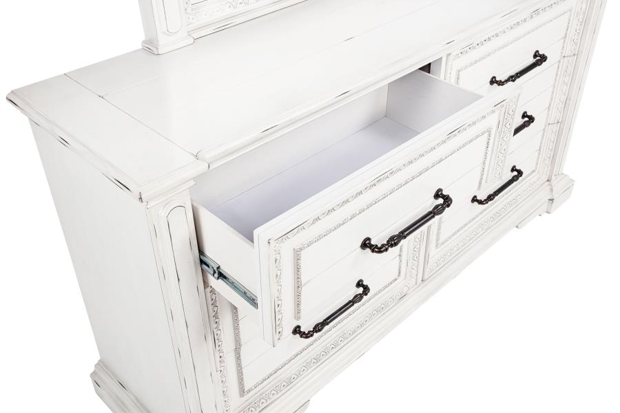 McKinney 6-drawer Bedroom Dresser Cabinet Vintage White - Home & Sleep Outlet