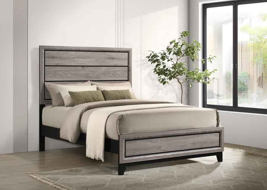 Valen Wood Full Panel Bed Light Taupe - Home & Sleep Outlet