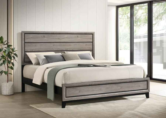 Valen Wood Eastern King Panel Bed Light Taupe