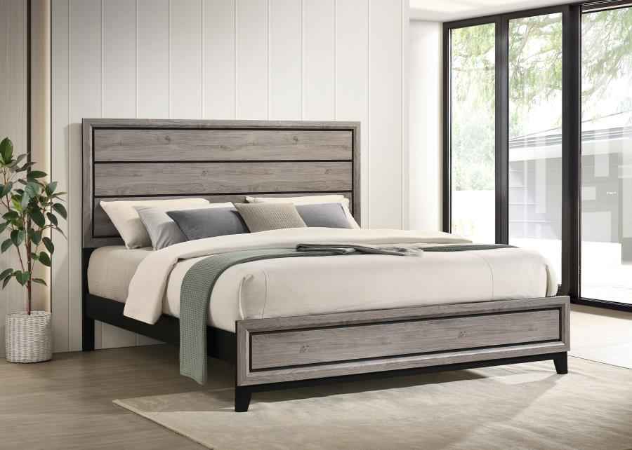 Valen Wood Eastern King Panel Bed Light Taupe - Home & Sleep Outlet