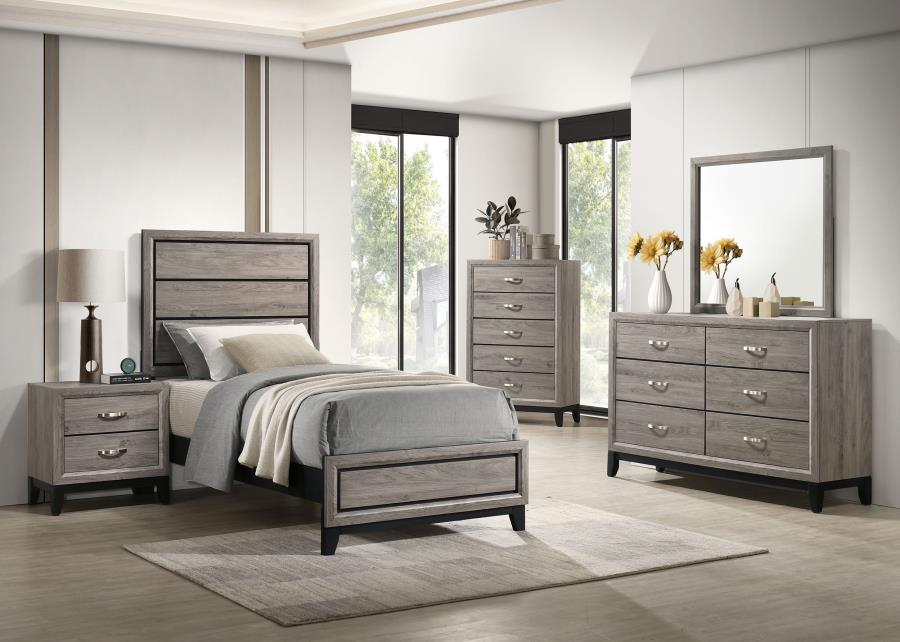 Home & Sleep Outlet - Watson Five-piece Twin Bedroom Set Light Taupe