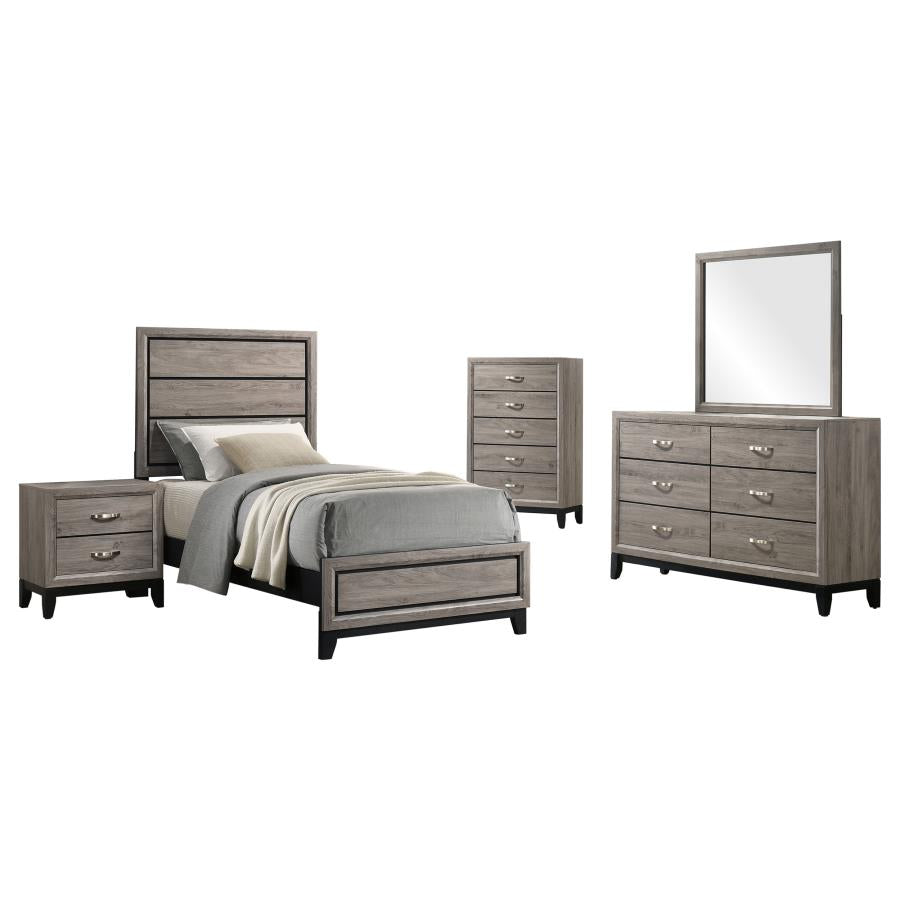 Home & Sleep Outlet - Watson Five-piece Twin Bedroom Set Light Taupe