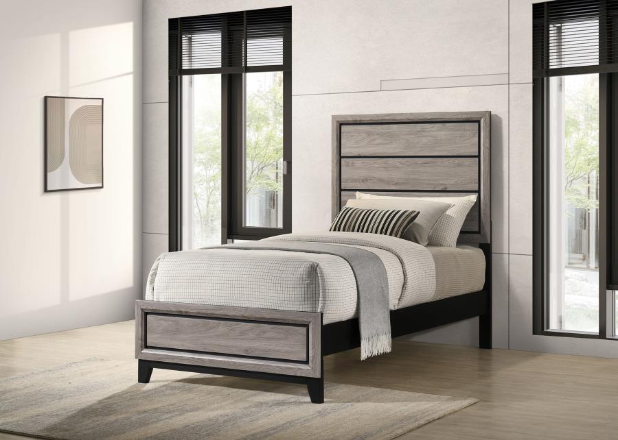 Home & Sleep Outlet - Watson Wood Twin Panel Bed Light Taupe